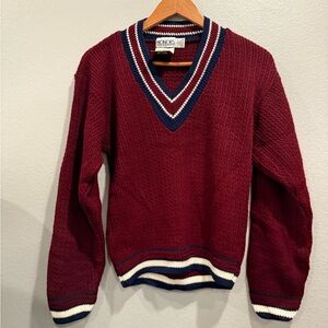 Vintage Burgundy V-Neck kids Sweater size XL